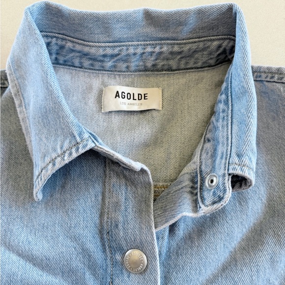 Agolde Rona Boxed Crop Denim Button Down Shirt - Picture 4 of 5